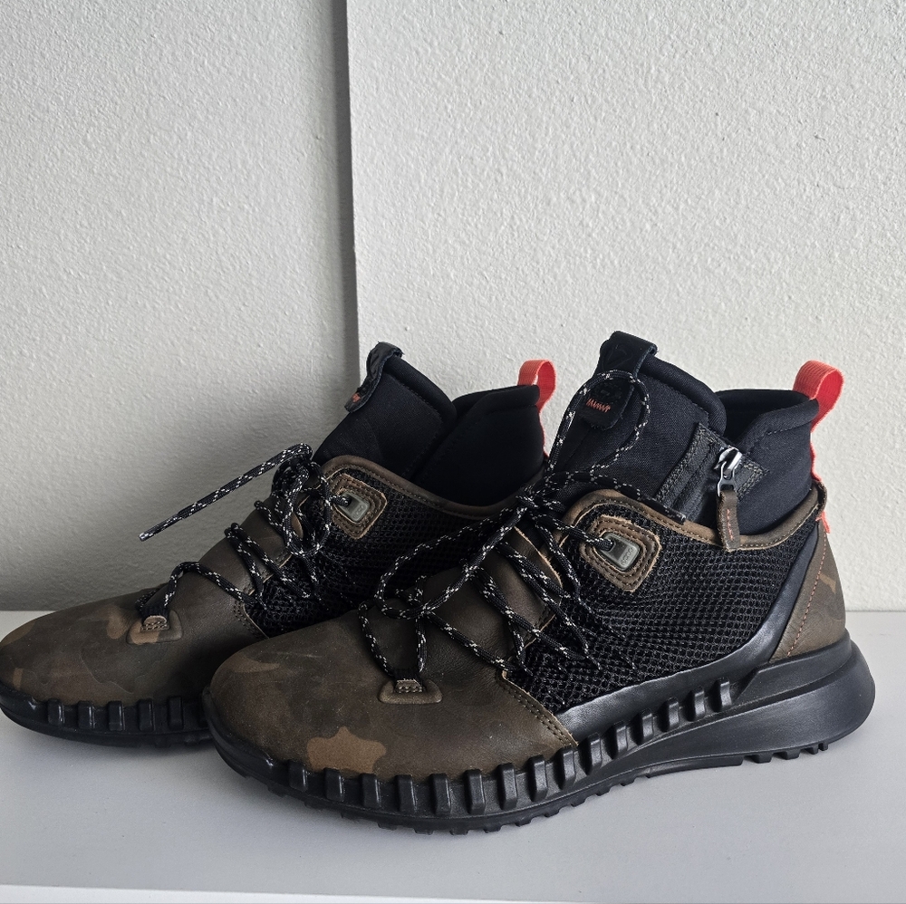 ECCO Mens Zip Flex High Top Camo Brown Black Orange Sneakers   Men's 9-9.5 / 43